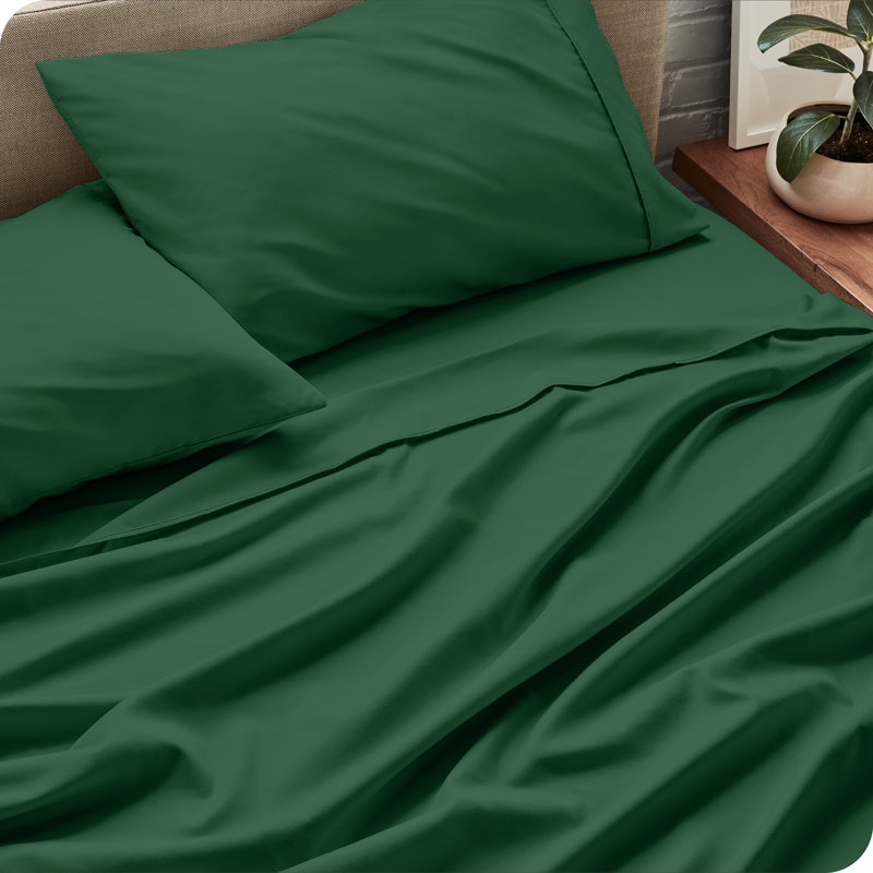 Bare Home Ultra-Soft Microfiber Sheet Set, Full XL Sheet Set + 1 Fitted Sheet+2 Pillowcases, Forest Green