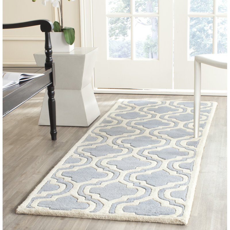 Tapis en laine touffeté à la main Carolene, Tapis de couloir 2 pi 3 po x 7 pi