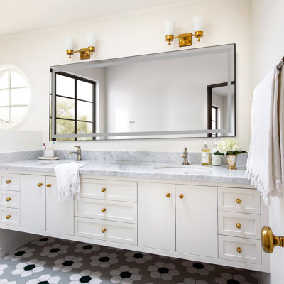 Black Framed Led Bathroom Mirror,wall Mounted Lighted Vanity Mirror