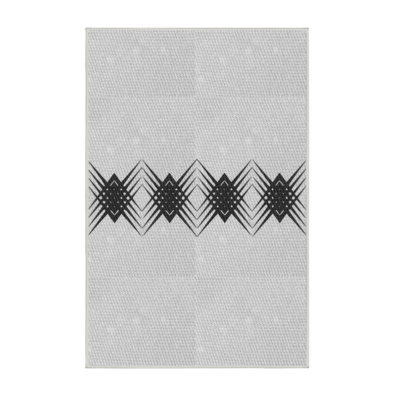 Tapis noir/crème à tisser électrique, Rectangle 2 pi x 4 pi