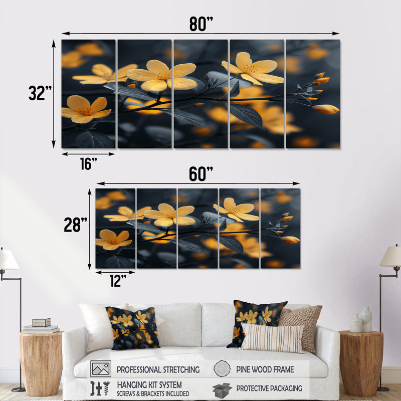 Gillies - Ensemble de décoration murale cerisier en fleurs, H 32 po x l 80 po
