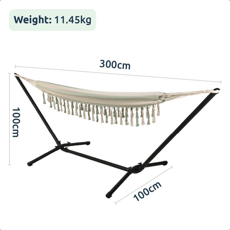 Striped Hammock With Heavy-duty Steel Stand