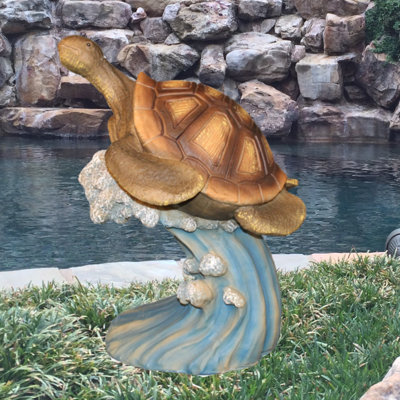Life's a Beach Sea Turtle on Ocean Coral Statue