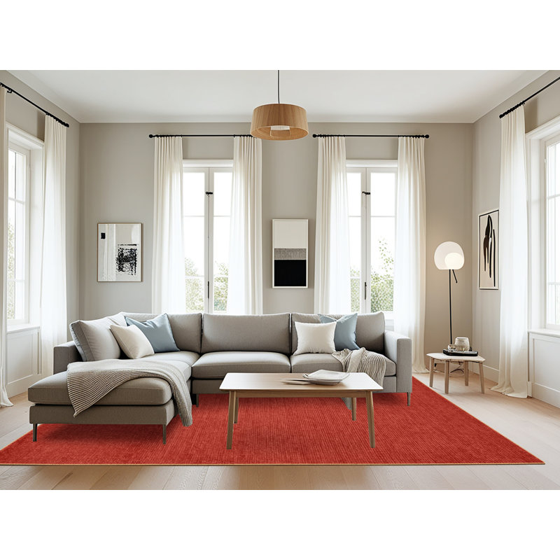 Machine Washable Solid Brown Area Rug, Rectangle 8' x 10'