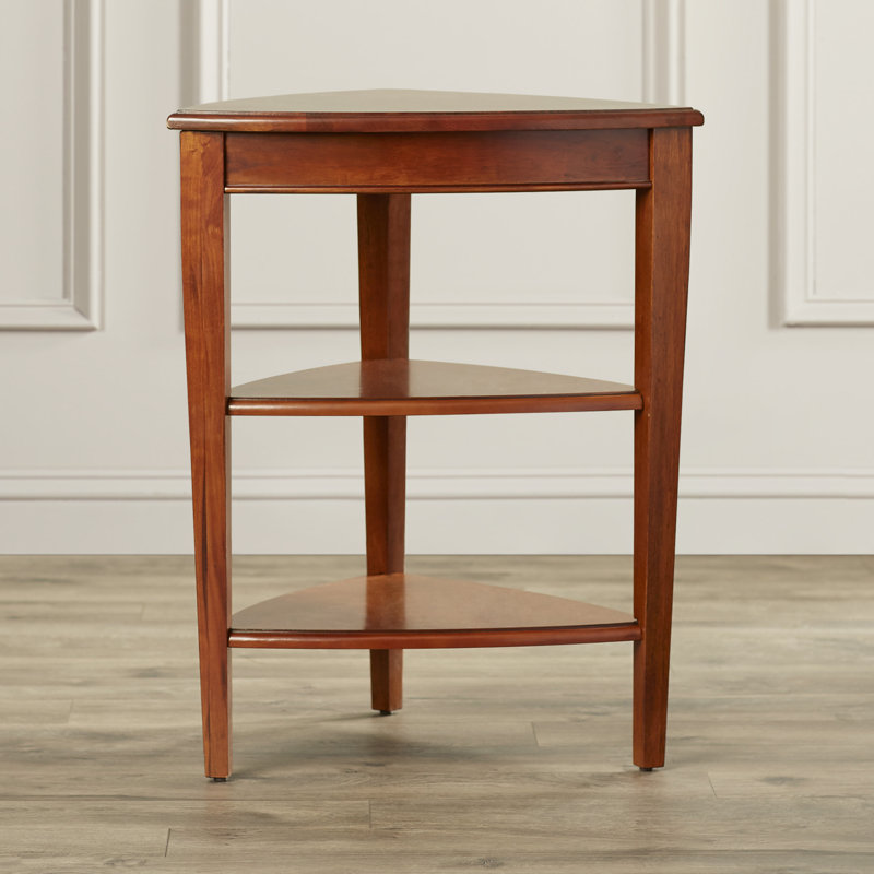 Shield Solid Wood Tier Corner Table, Glazed Auburn