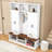 Farmhouse Hall Tree with Bench, 6 Hooks, Cabinets and Bottom Shoe Storage-129991247