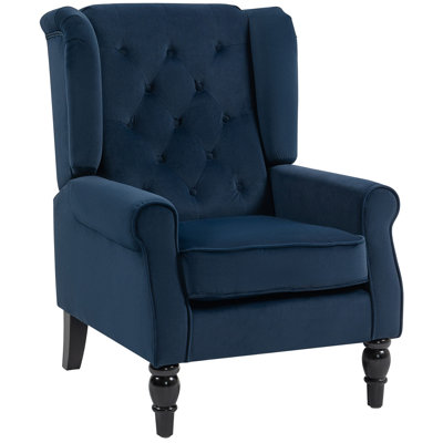 HOMCOM Wingback Accent Chair Velvet Armchair High Back