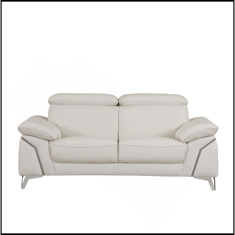 Causeuse en cuir italien Global United, Blanc