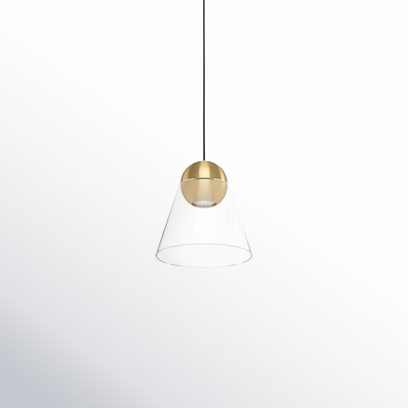 Mini-luminaire suspendu 1 lumière Jeffery, Laiton brossé