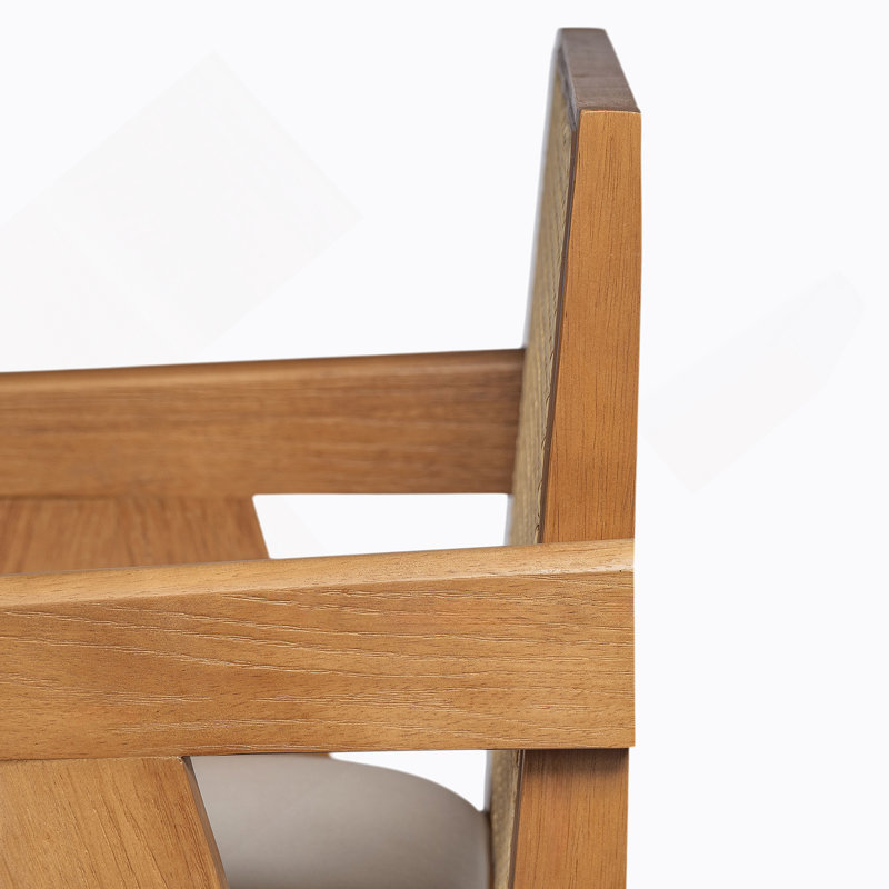 Tabouret de bar confortable en tissu rembourré de mousse avec une structure en bois d'hévéa durable et un dossier en plastique de canne tissé pour le bar et la cuisine