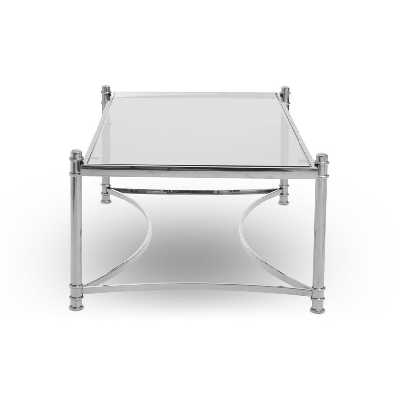 Anahii Four Leg Coffee Table, Clear Top/Silver Base