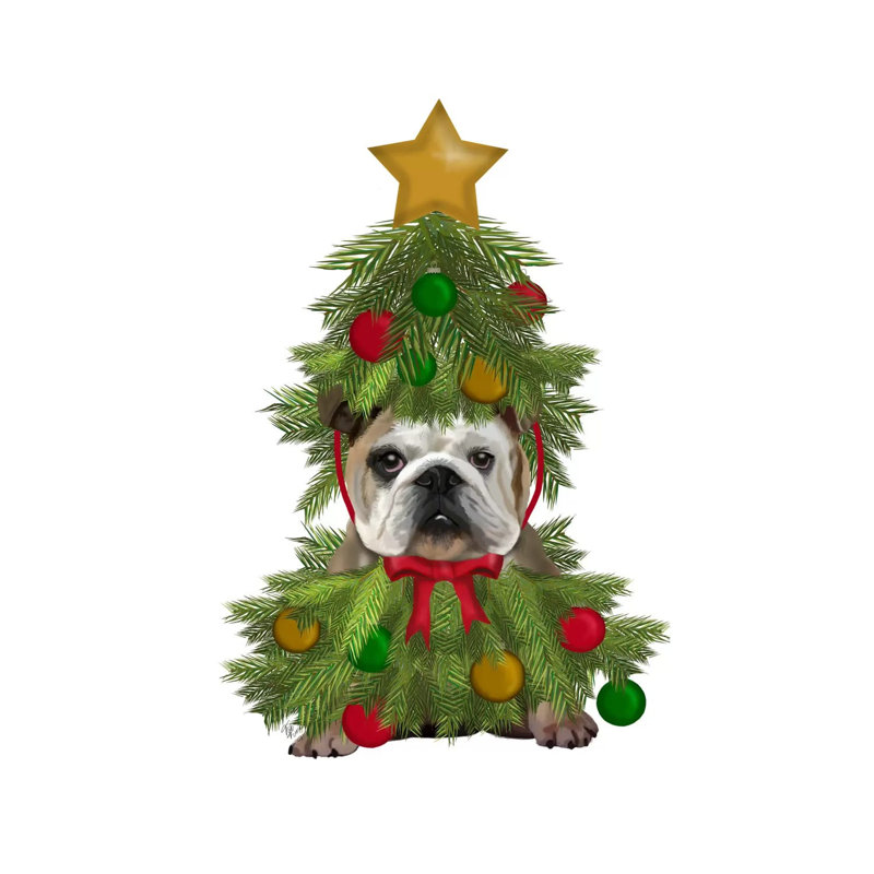 English Bulldog, Christmas Tree Costume by Fab Funky - Wrapped Canvas Painting, 101.6 cm H x 66.04 cm W