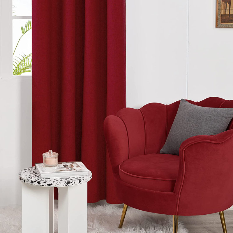 Alhamdi Blackout Curtain Pair, Red, 117cm Width x 138cm Drop