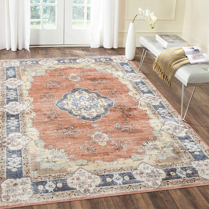 Tapis traditionnel Boho, tapis floral d'intérieur pour chambre à coucher, salon, Rectangle 5 pi x 7 pi
