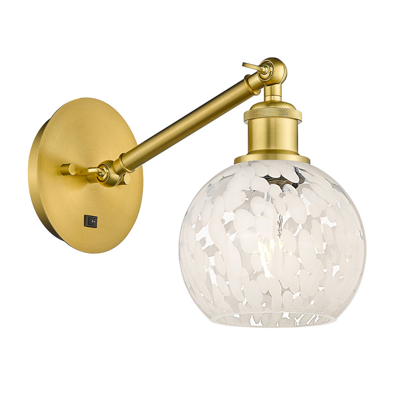 Applique murale 1 lumière Ballston White Mouchette, H 8 po x l 6 po x P 12 po, Or satiné
