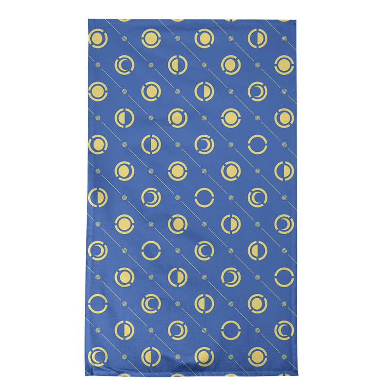 Torchon Moon phases, Cobalt / jaune, Croisé en coton