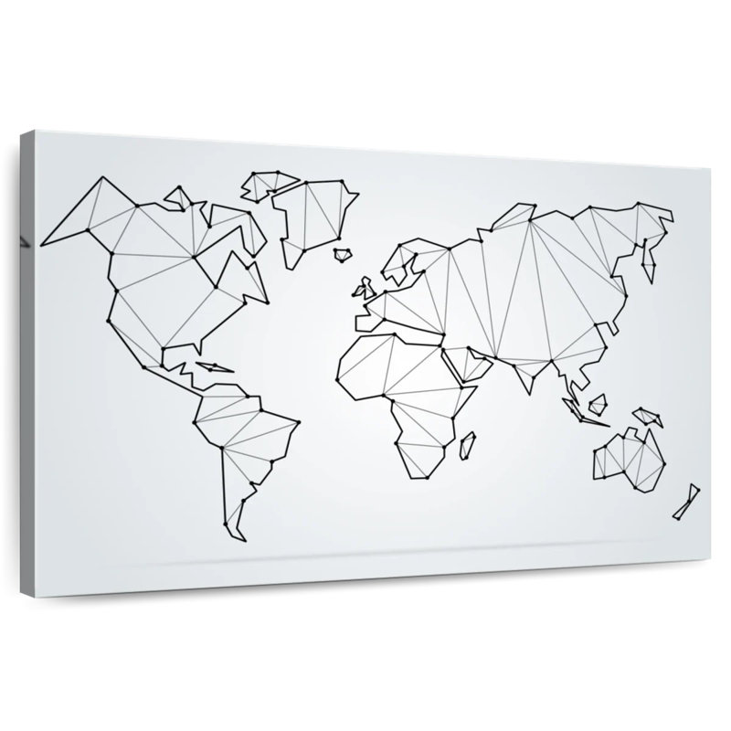 Aliaz Polygonal World Map, 16" H x 24" W