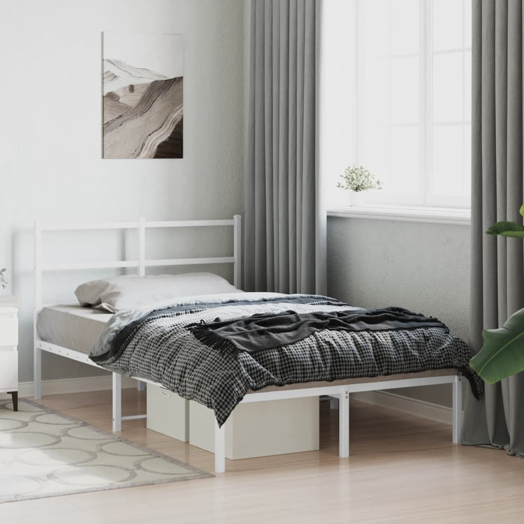 VIDAXL Metal Bed Frame White 196 x 125 cm - Image 3