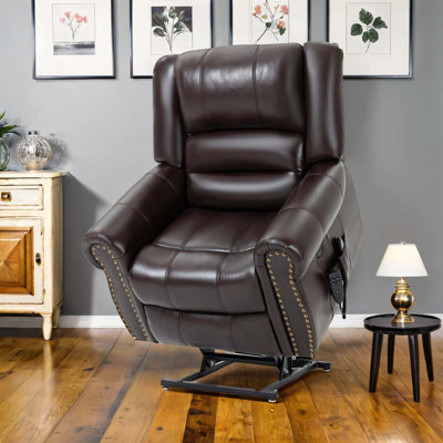 Power Lift Recliner Chair With Heat, Massage, Dual Motor, Infinite Position, Faux Leather, Usb Ports, 350 Lbs Capacity