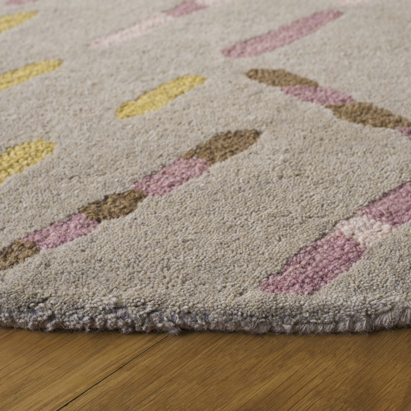 Kadraya Hand Tufted Wool And Cotton With Latex Abstract Rug, Round 6'