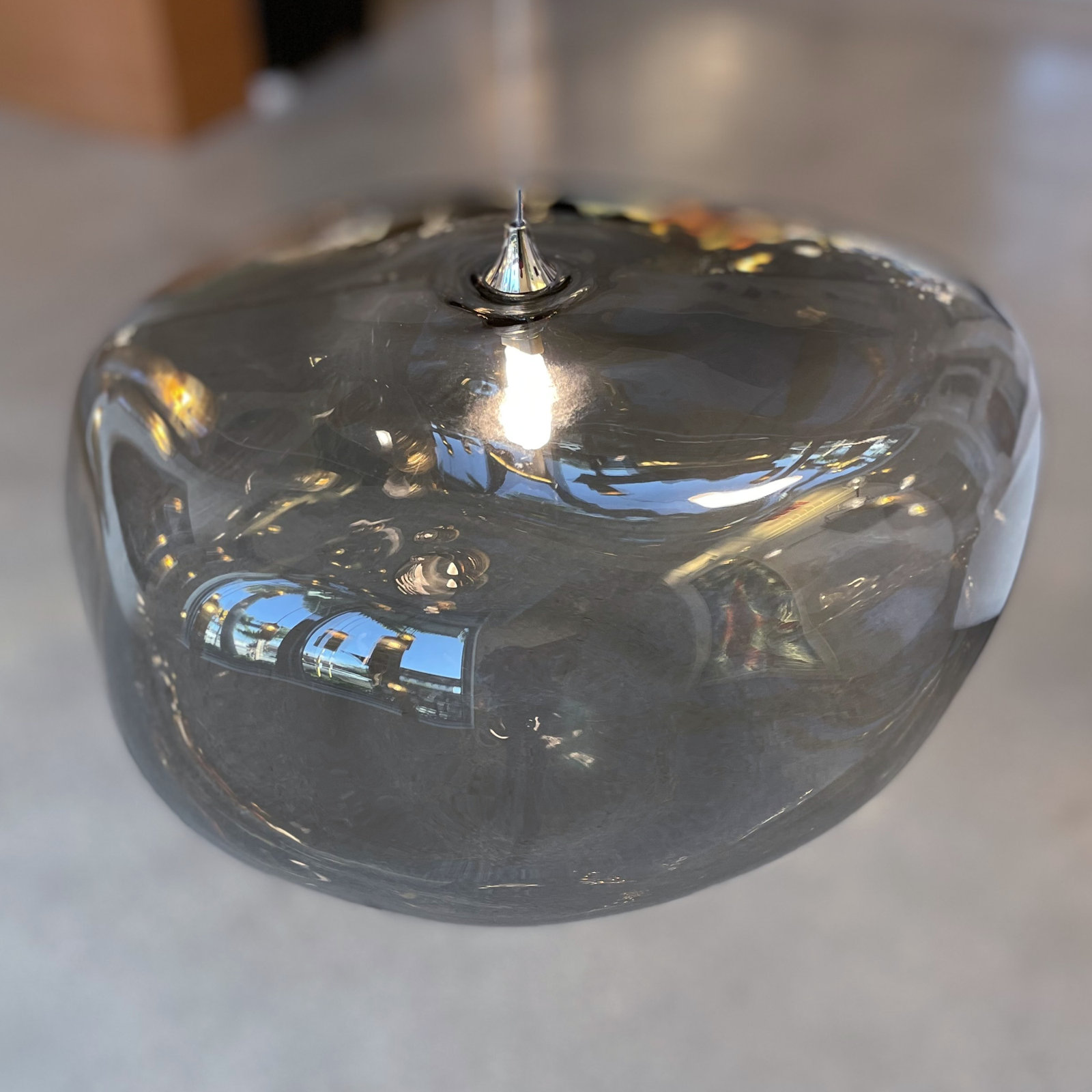 Kloud 1 - Light Single Globe Pendant, Chrome, 4.5" H x 9.5" W x 7.5" D, Smokey Gray