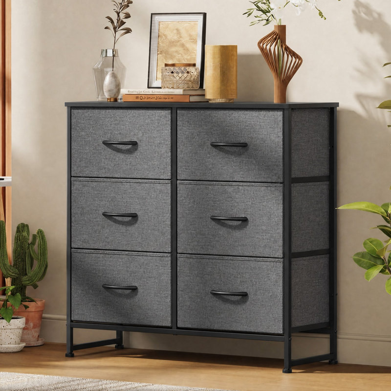 Ojaswi 6-Drawer Dresser for Bedroom, Chest of Dresser with Wood Top, Storage Tower With Drawers, Chest Of Drawers For Closet