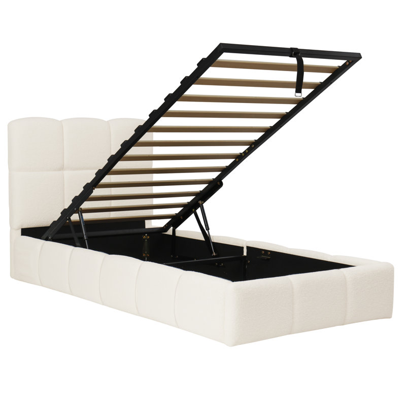 Bed, Beige Boucle