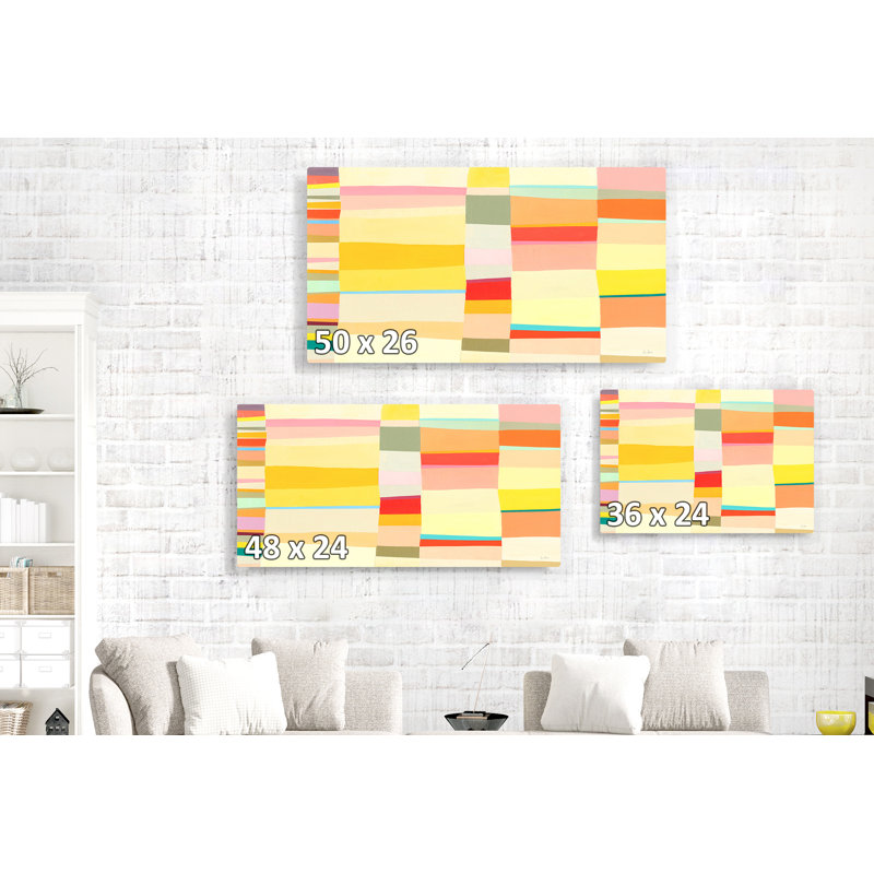 Formes de couleurs, rectangles, blocs, abstrait, contemporain, orange, jaune, rouge, or, H 24 po x l 48 po x P 1,5 po