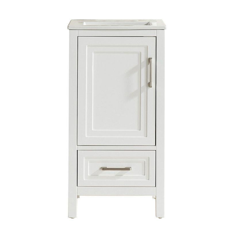  Collection Waverley Hill - Meuble-lavabo simple encastrable blanc 18 po avec poignée en marbre de Carrare, Gris