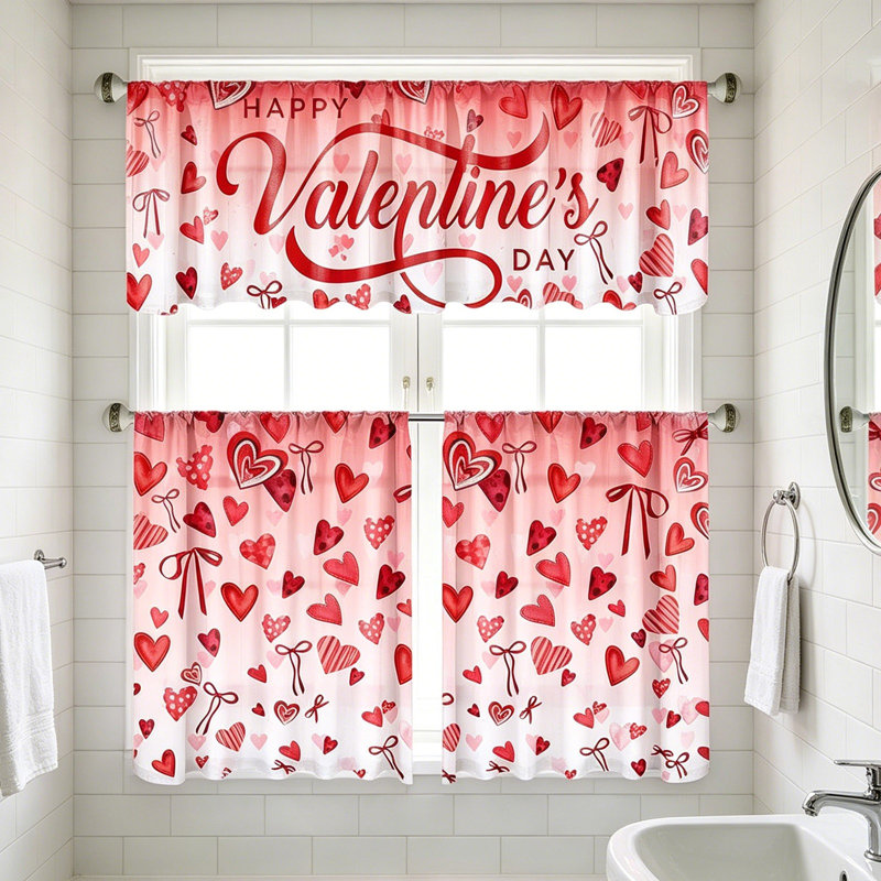 Kbndieu 2D Printed Kitchen Curtain Short Panels Washable Decorative Window Curtains for Kitchen