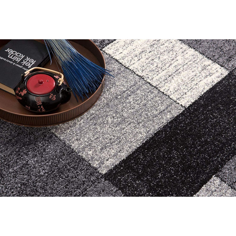 Tapis gris / noir / ivoire 6 pi 6 po x 9 pi 4 po, Rectangle 8 pi x 11 pi
