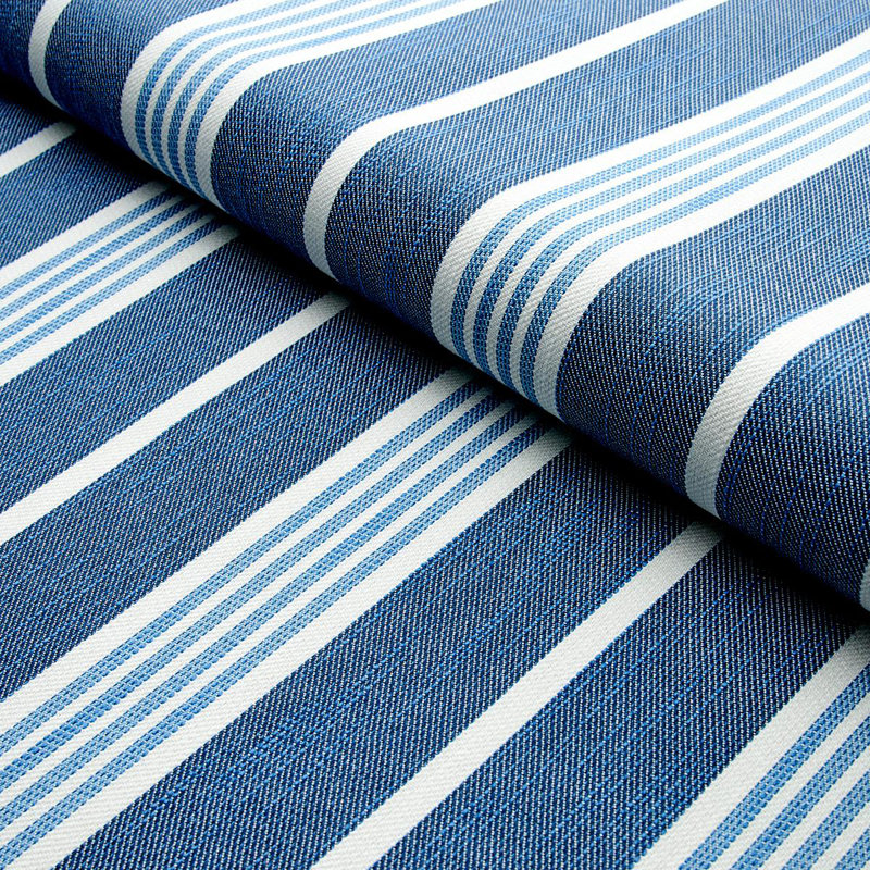Schumacher x Mary McDonald Hampton Stripe Indoor/Outdoor Fabric, Indigo