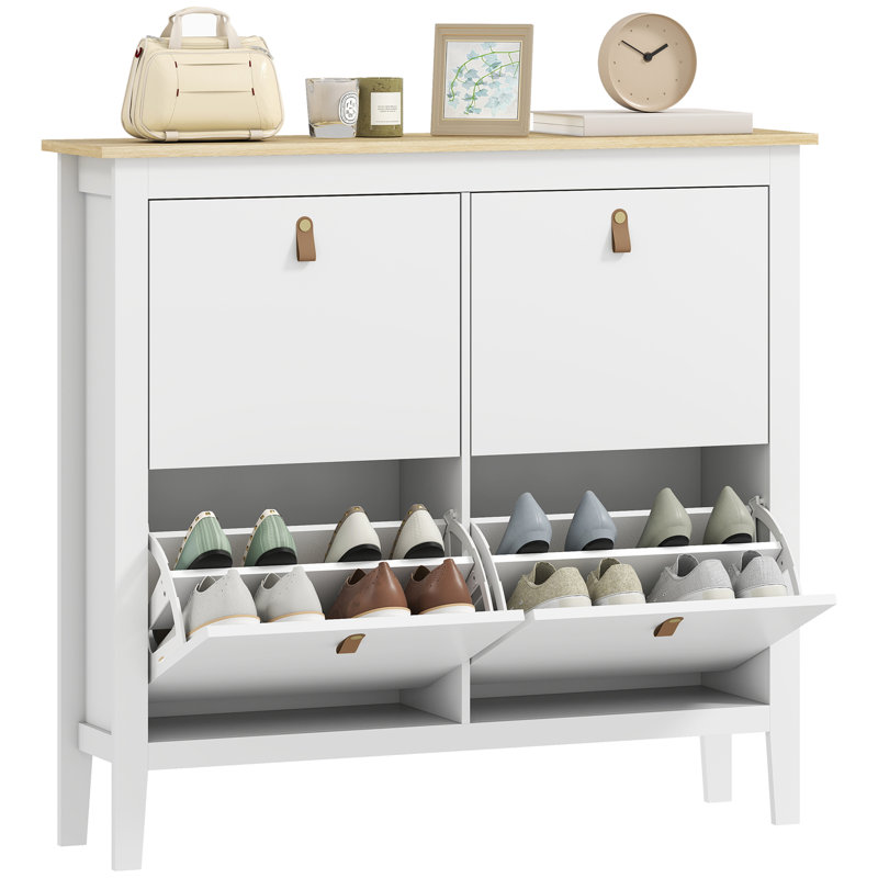 Armoire à chaussures avec 4 tiroirs rabattables, armoire de rangement étroite pour chaussures