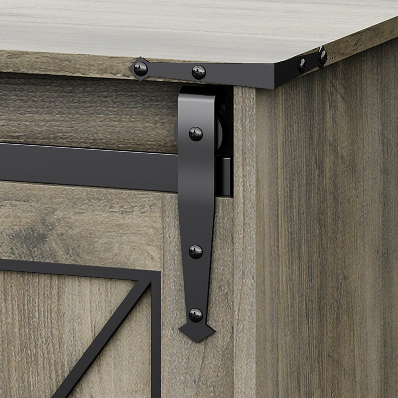 Rustic TV Stand With Barn Door, Gray
