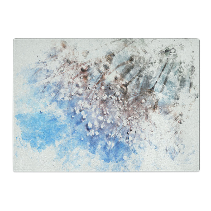 Tempered Glass Dewdrops upon a Dandelion Chopping Board, 20 cm x 28.5 cm