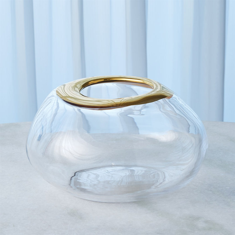 Vase organique-Lg organique, Transparent / or