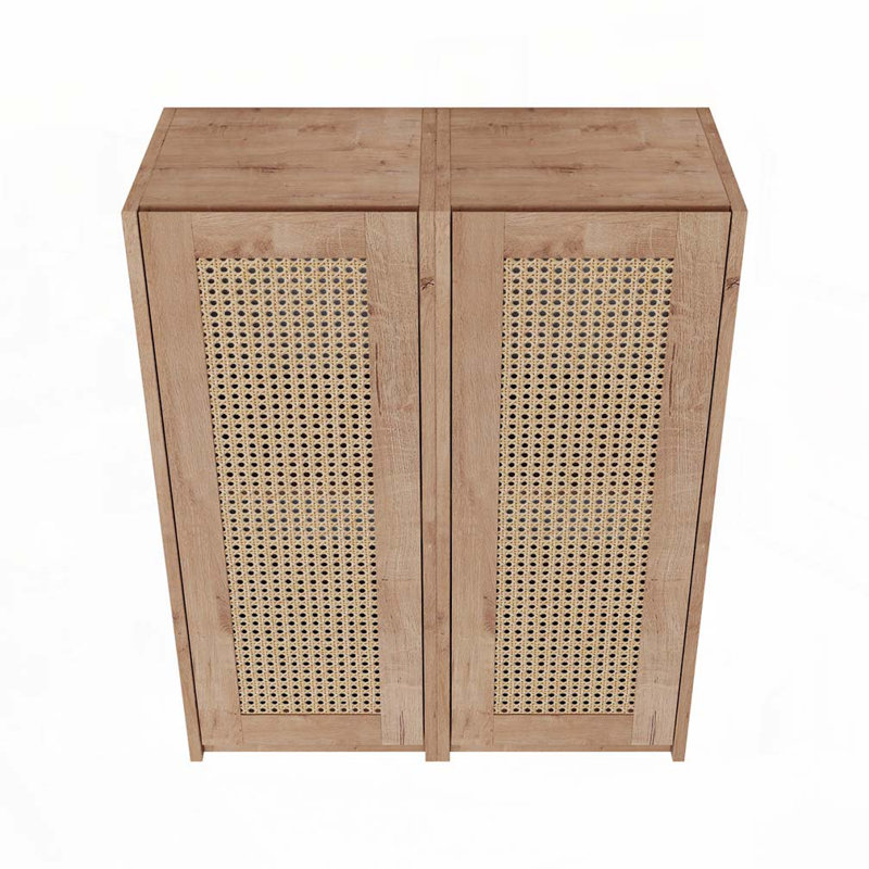 Armoire de salle de bain en rotin, portes à fermeture douce, conception à fixation flottante