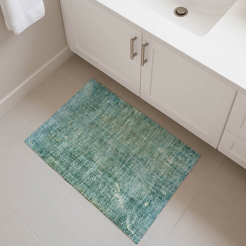 Premium Machine Washable Mayfield Abstract Rug, 1'8" x 2'6", Teal