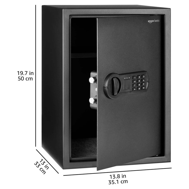 Black Steel Electronic Keypad Lock Safe, 1.8 Cubic Feet