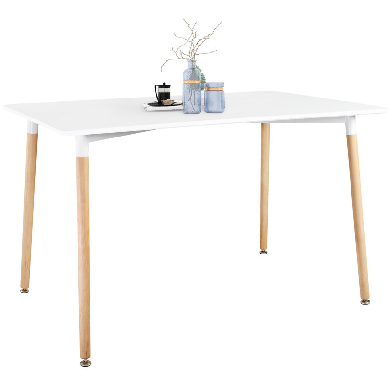 Table de salle à manger de style minimaliste moderne, table de bureau rectangulaire pour le salon de la salle à manger, Blanc