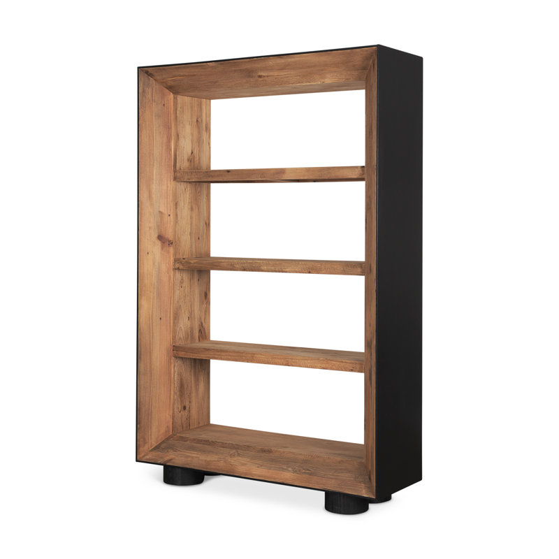 Bibliothèque Kaivion en bois naturel avec cadre en chêne noir