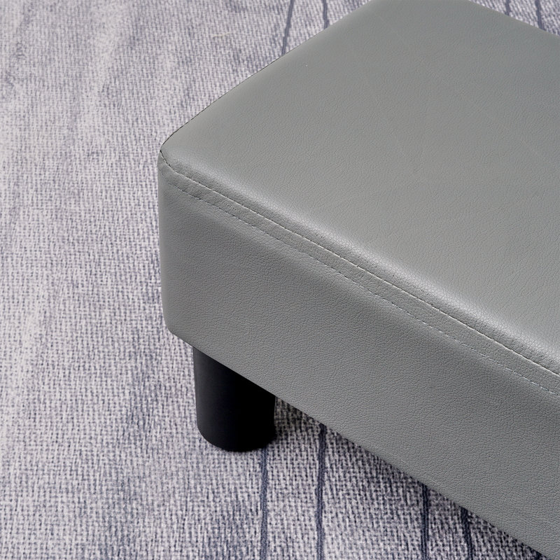 Petit repose-pieds en cuir avec repose-pieds, Gris