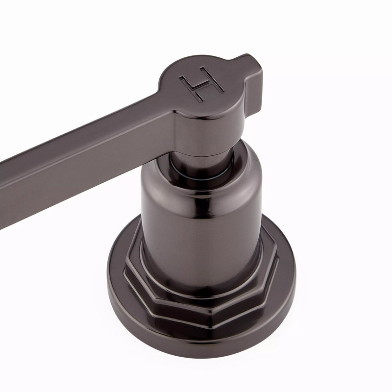 Greyfield 1.2 GPM Widespread Bathroom Faucet with Metal Lever Handles and Pop-Up Drain Assembly, Gunmetal