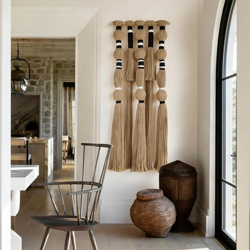 Suspension en macramé, Kaki noir