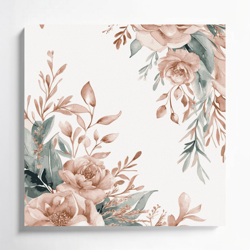 Aquarelle, art floral sur toile gris 6, H 12 po x l 12 po