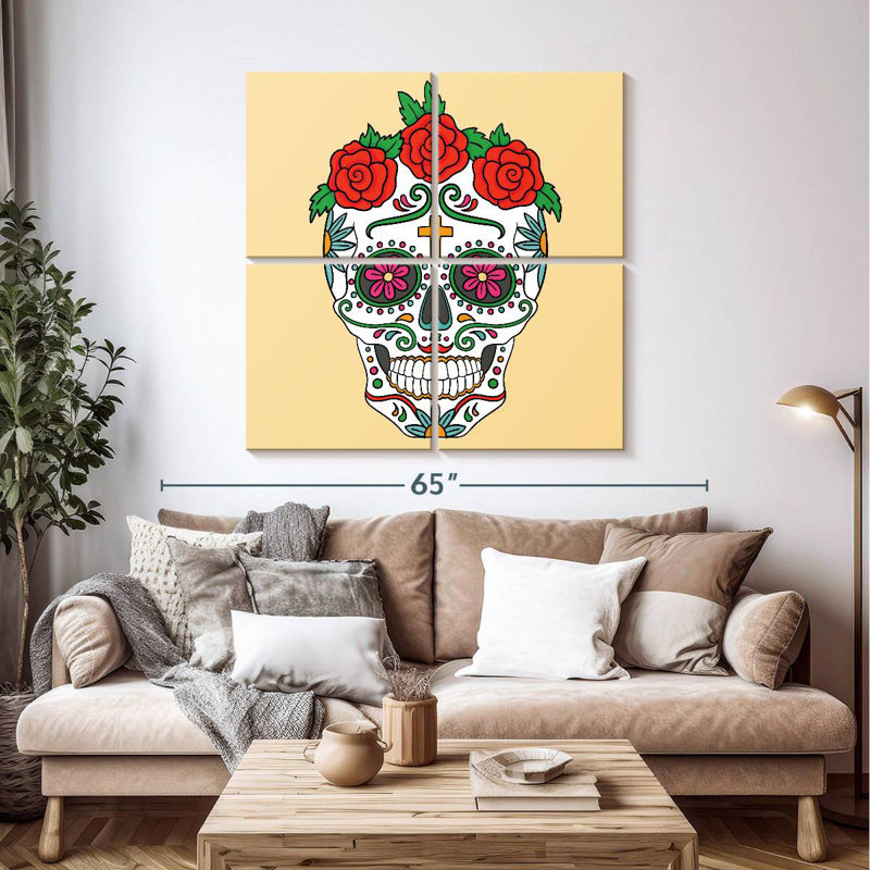 Crâne floral mexicain Kerner, H 45 po x l 45 po