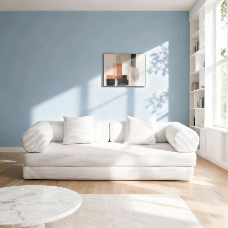 Canapé-lit modulaire rembourré pour chambres compactes, conception peu encombrante avec tissu de haute qualité et utilisation multifonctionnelle, modulaire