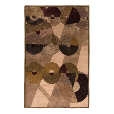 Tapis brun noué à la main des années 1950 4 pi x 6 pi brun