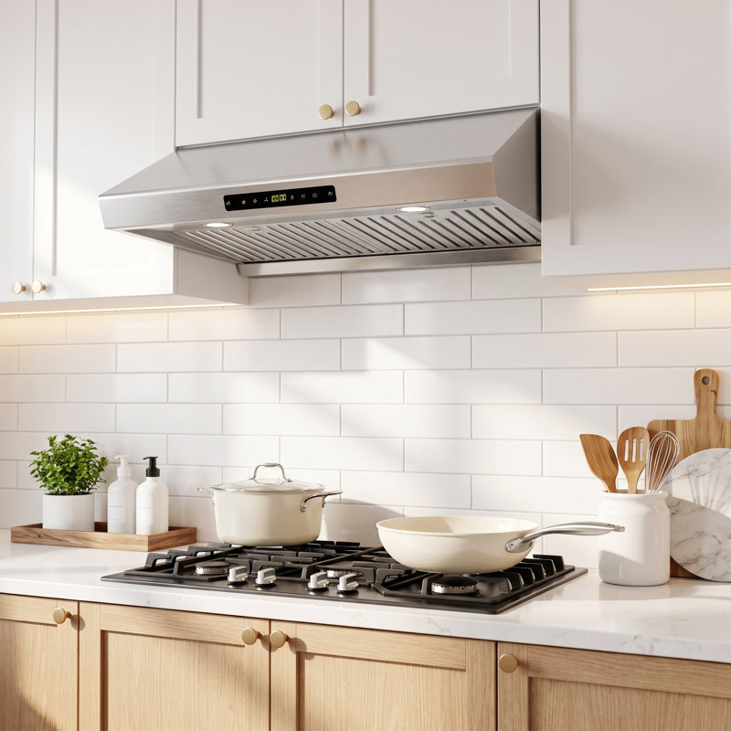 Hotte de cuisine 30 pouces à conduit de 900 pi³ / min en acier inoxydable recyclé sous l'armoire, Argent