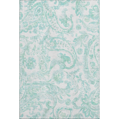Premium Machine Washable Prisco Turquoise Rug